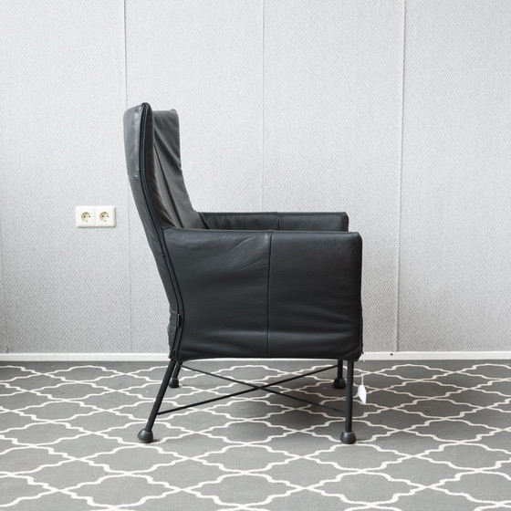 Image 1 of Montis Charly fauteuil zwart leder – zwart onderstel (6 beschikbaar prijs/st)