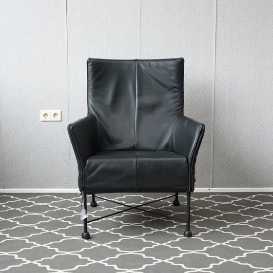 Image 1 of Montis Charly fauteuil zwart leder – zwart onderstel (6 beschikbaar prijs/st)