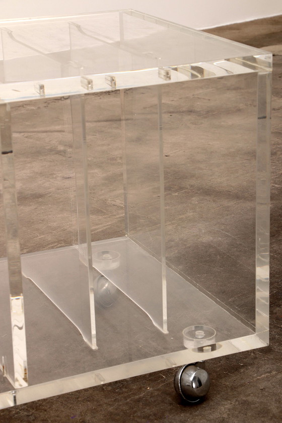 Image 1 of Plexiglas Audiotafel met lp vakken jaren70