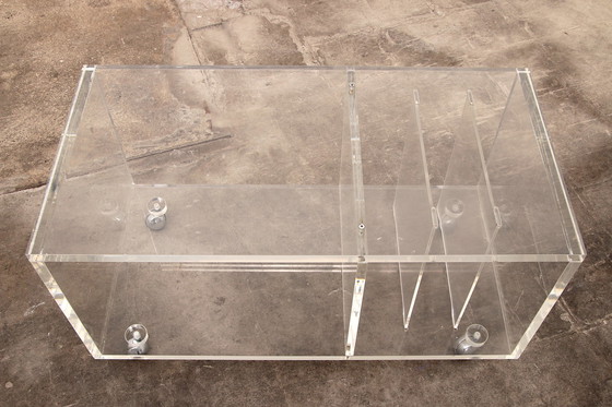 Image 1 of Plexiglas Audiotafel met lp vakken jaren70