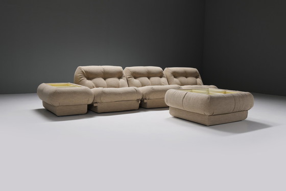 Image 1 of Geweldige Vintage Nuvolone set in bouclé van Rino Maturi voor MiMo Padova Italië