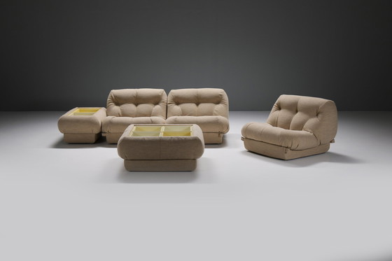 Image 1 of Geweldige Vintage Nuvolone set in bouclé van Rino Maturi voor MiMo Padova Italië