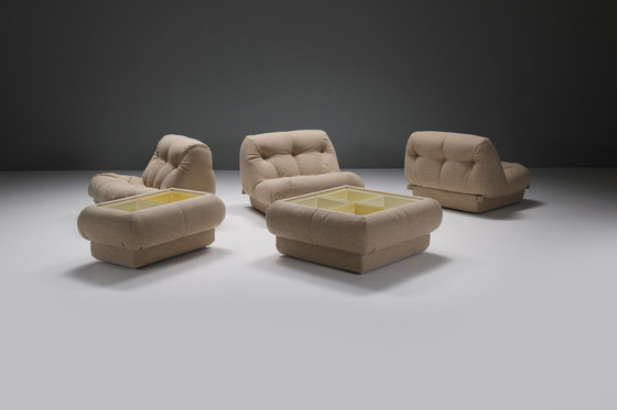 Image 1 of Geweldige Vintage Nuvolone set in bouclé van Rino Maturi voor MiMo Padova Italië