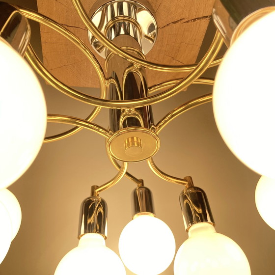 Image 1 of Vintage zilver/goud spiraalvormige plafondlamp