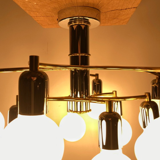 Image 1 of Vintage zilver/goud spiraalvormige plafondlamp