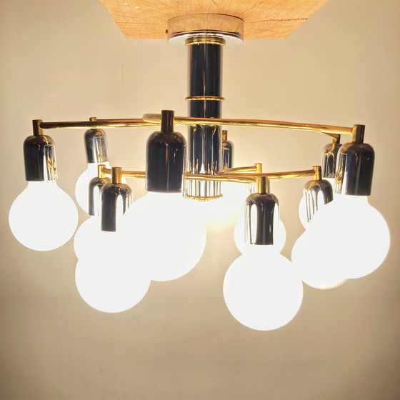 Image 1 of Vintage zilver/goud spiraalvormige plafondlamp