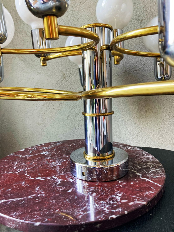 Image 1 of Vintage zilver/goud spiraalvormige plafondlamp