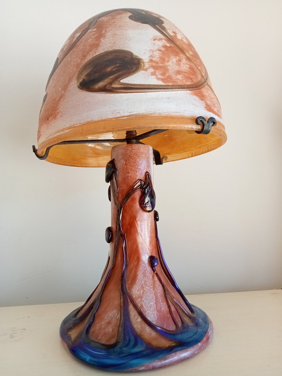 Image 1 of Uniek bijzonder Frans glaspasta lamp, mushroom model