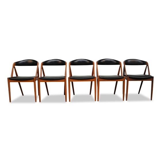 Image 1 of Kai Kristiansen Vintage Deense teakhouten eetkamerstoelen, model 31
