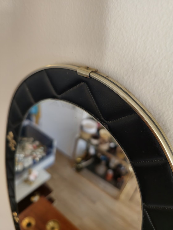 Image 1 of Vintage Spiegel Skai Leer Skaileer Franse Lelie 