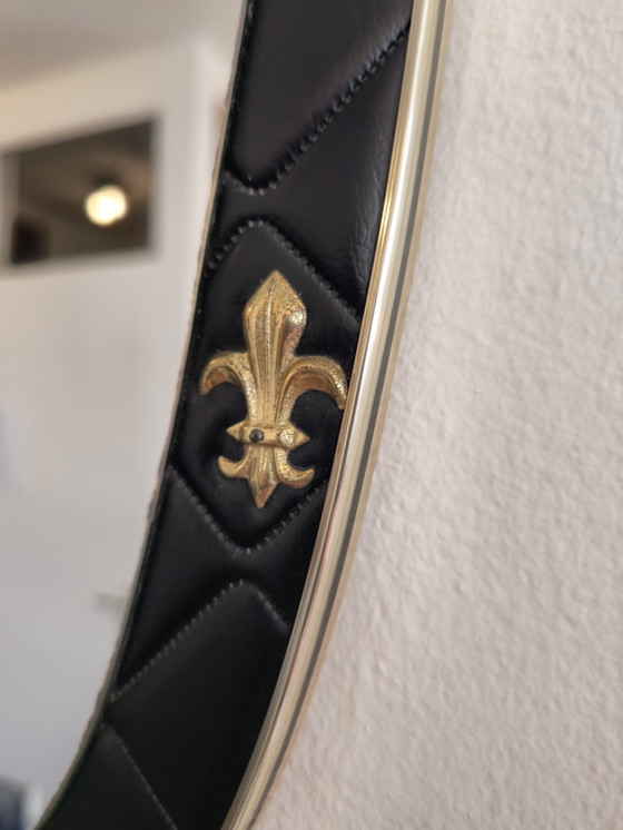 Image 1 of Vintage Spiegel Skai Leer Skaileer Franse Lelie 