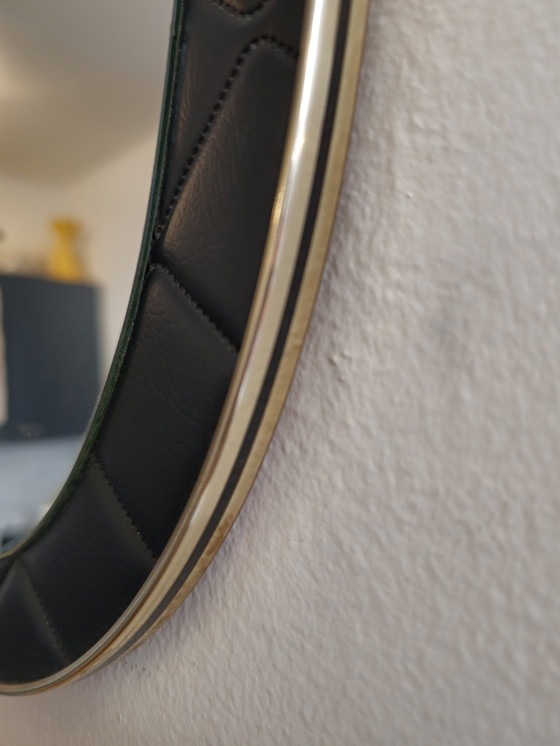 Image 1 of Vintage Spiegel Skai Leer Skaileer Franse Lelie 