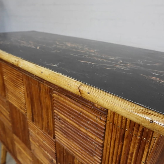 Image 1 of Vintage rotan bar met 2 stoelen