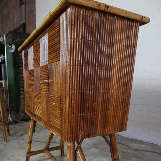 Image 1 of Vintage rotan bar met 2 stoelen