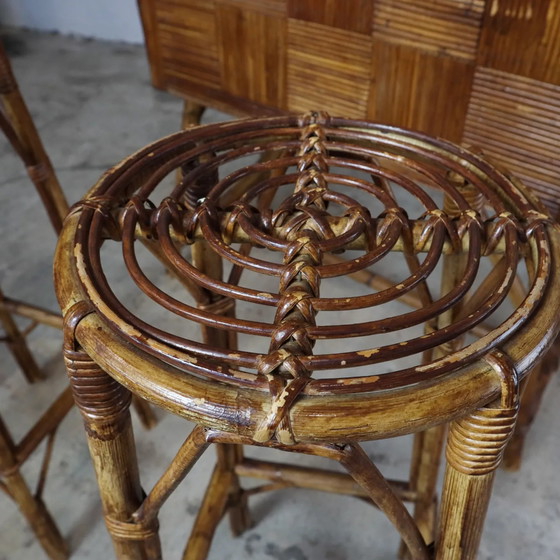 Image 1 of Vintage rotan bar met 2 stoelen