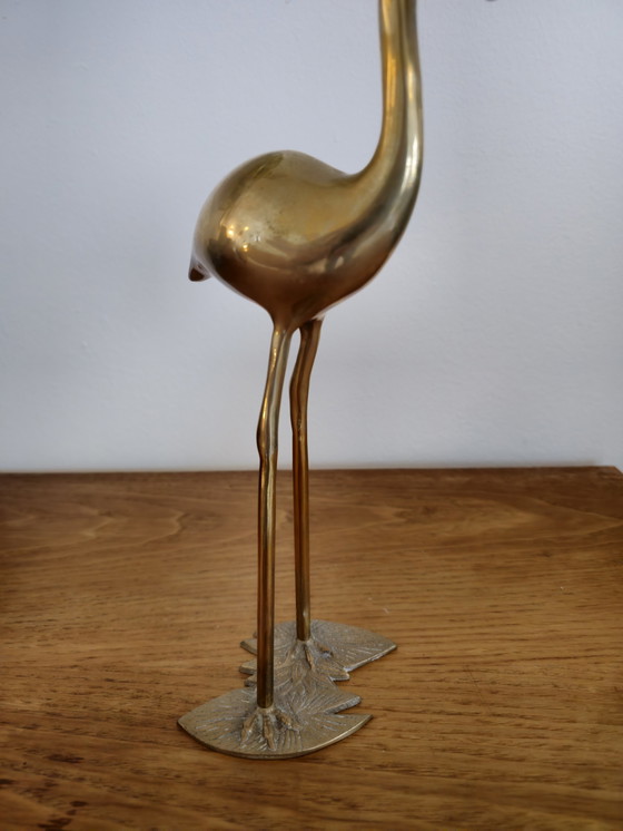 Image 1 of Messing Vintage Flamingo Vogel Vogels Geel Koper