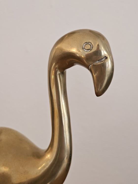 Image 1 of Messing Vintage Flamingo Vogel Vogels Geel Koper