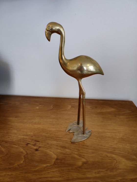Image 1 of Messing Vintage Flamingo Vogel Vogels Geel Koper