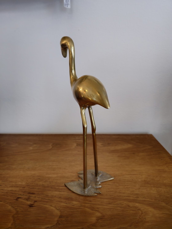 Image 1 of Messing Vintage Flamingo Vogel Vogels Geel Koper