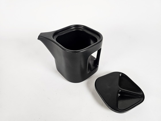 Image 1 of Laveno Ravelli -  Makio Hasuike - Italie -  Design minimalistische theepot in mat zwart - 1975