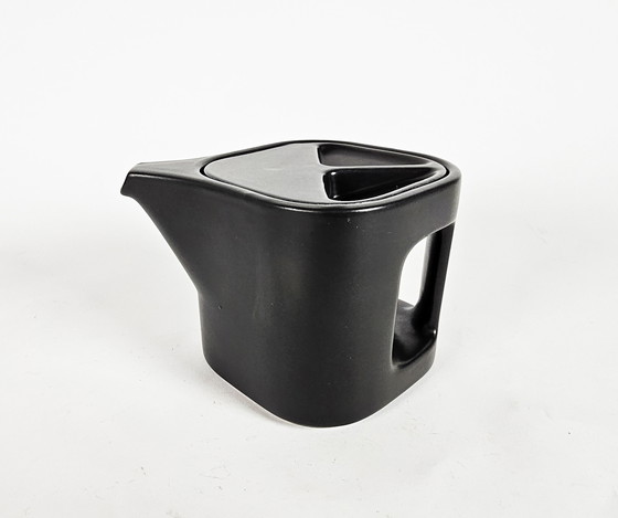 Image 1 of Laveno Ravelli -  Makio Hasuike - Italie -  Design minimalistische theepot in mat zwart - 1975