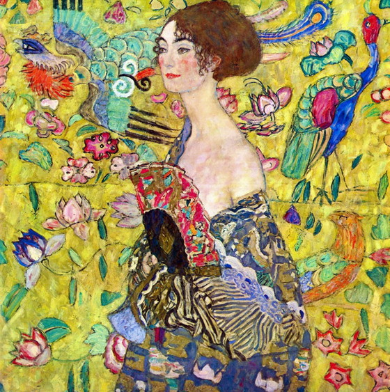 Image 1 of Gustav Klimt ---- Dame ontmoette Waaier.