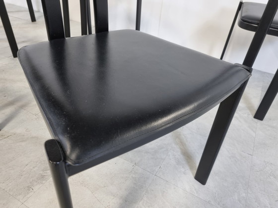 Image 1 of 6x Vintage postmoderne eetkamerstoelen, jaren 80