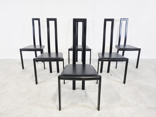 6x Vintage postmoderne eetkamerstoelen, jaren 80