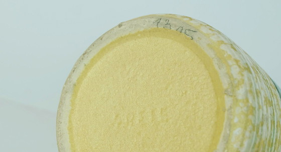 Image 1 of hoge moderne keramische vaas mid century, abstract patroon en strepen uit de jaren 50 