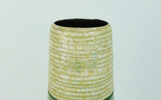 Image 1 of hoge moderne keramische vaas mid century, abstract patroon en strepen uit de jaren 50 