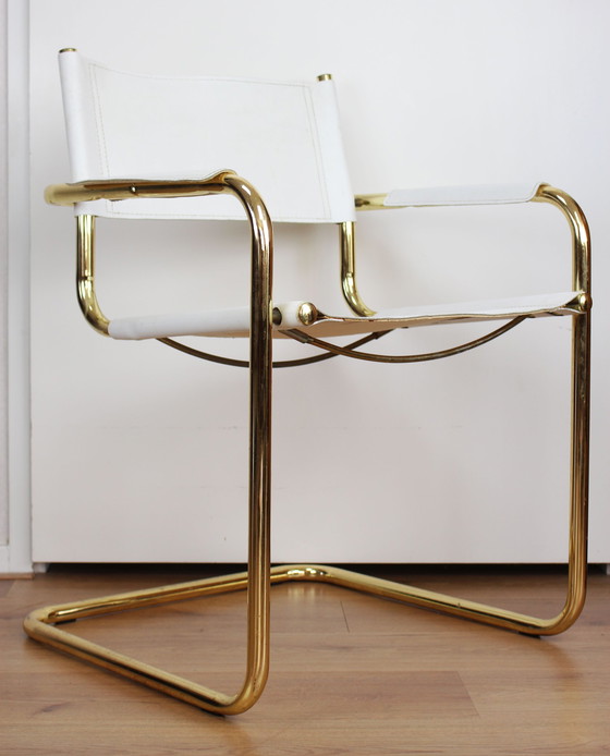 Image 1 of 4x vintage verguld chromen buisframe stoelen