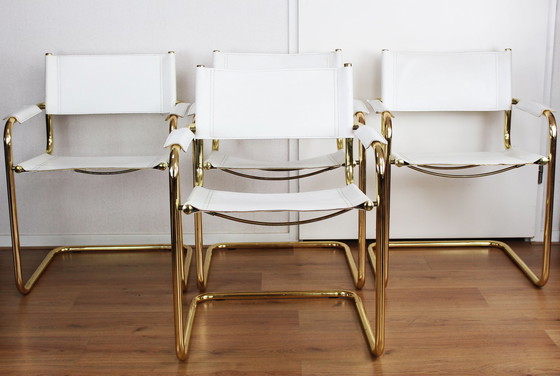 Image 1 of 4x vintage verguld chromen buisframe stoelen