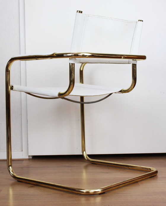 Image 1 of 4x vintage verguld chromen buisframe stoelen