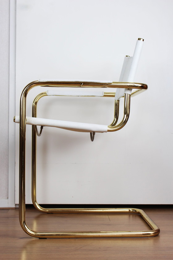 Image 1 of 4x vintage verguld chromen buisframe stoelen