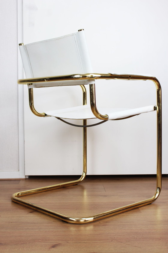 Image 1 of 4x vintage verguld chromen buisframe stoelen