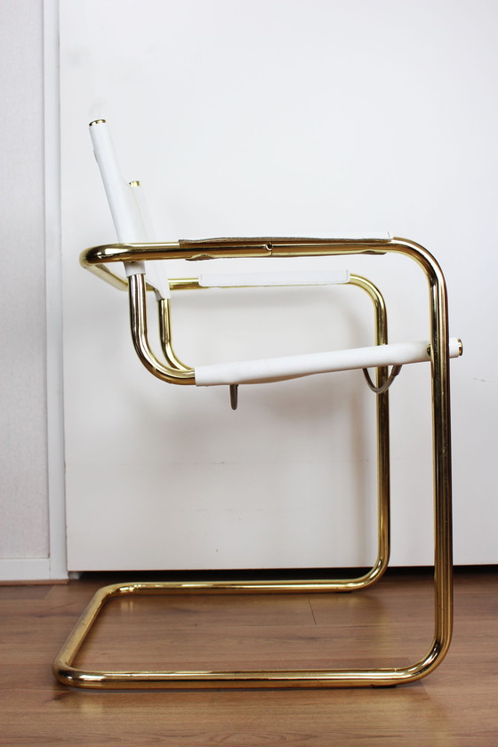 Image 1 of 4x vintage verguld chromen buisframe stoelen