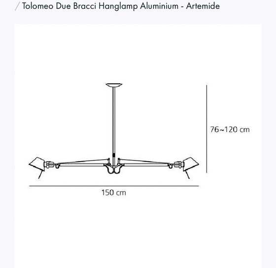 Image 1 of Artimide Tolomeo Due Bracci Sospensione hanglamp