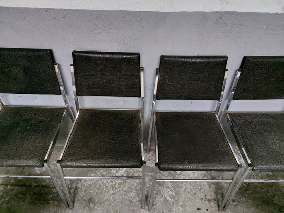 Image 1 of 6x Vintage skai eetkamerstoel