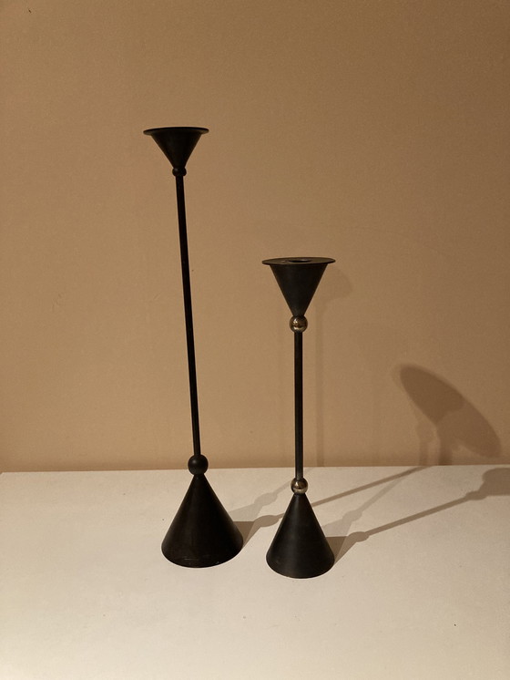 Image 1 of Vintage Bronzen Memphis Milano kandelaar