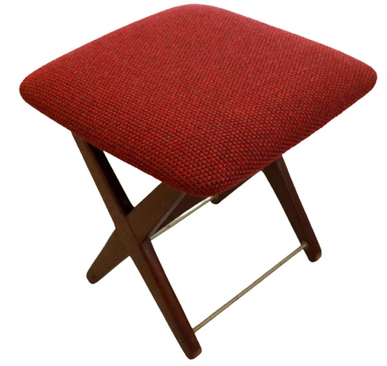 Image 1 of Mid Century fauteuil + voetenbank