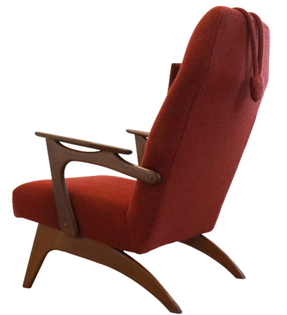 Image 1 of Mid Century fauteuil + voetenbank