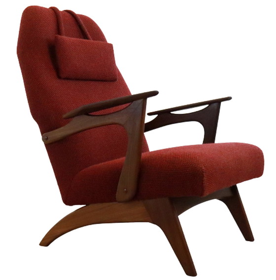 Image 1 of Mid Century fauteuil + voetenbank