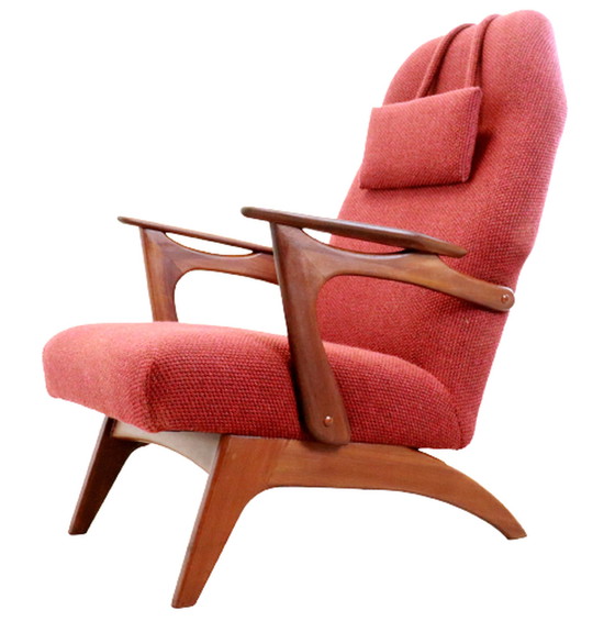 Image 1 of Mid Century fauteuil + voetenbank