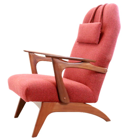 Image 1 of Mid Century fauteuil + voetenbank