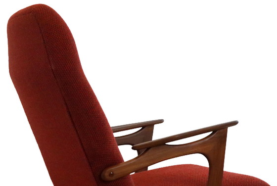 Image 1 of Mid Century fauteuil + voetenbank