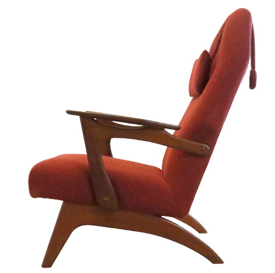 Image 1 of Mid Century fauteuil + voetenbank