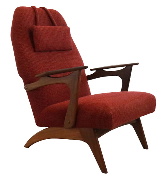 Image 1 of Mid Century fauteuil + voetenbank