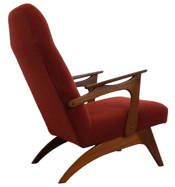 Image 1 of Mid Century fauteuil + voetenbank