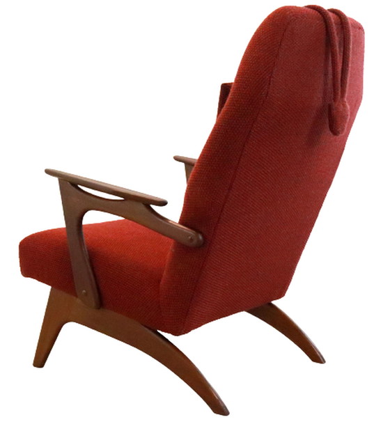 Image 1 of Mid Century fauteuil + voetenbank