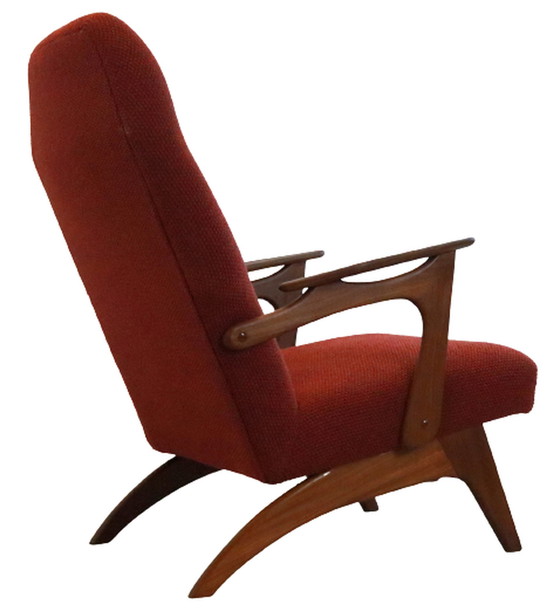 Image 1 of Mid Century fauteuil + voetenbank